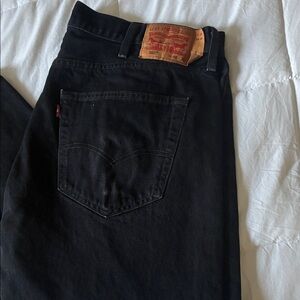 Levi's Black Straight Men's Jeans with Leather Patch. Button fly